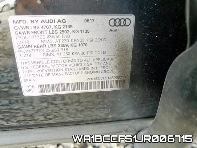 WA1BCCFS1JR006715 фото 2