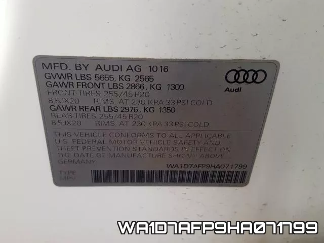 WA1D7AFP9HA071799 фото 2