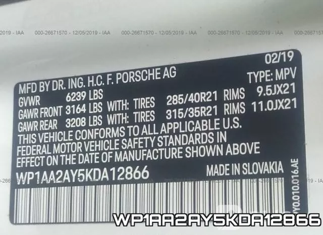 WP1AA2AY5KDA12866 фото 10