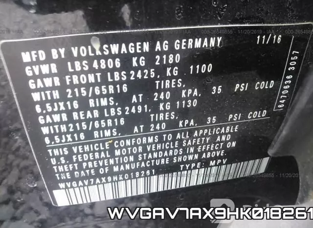 WVGAV7AX9HK018261 фото 10