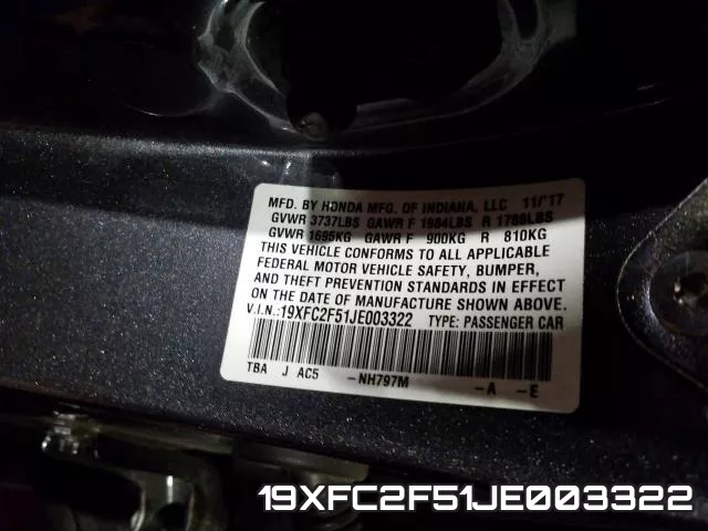 19XFC2F51JE003322 фото 2