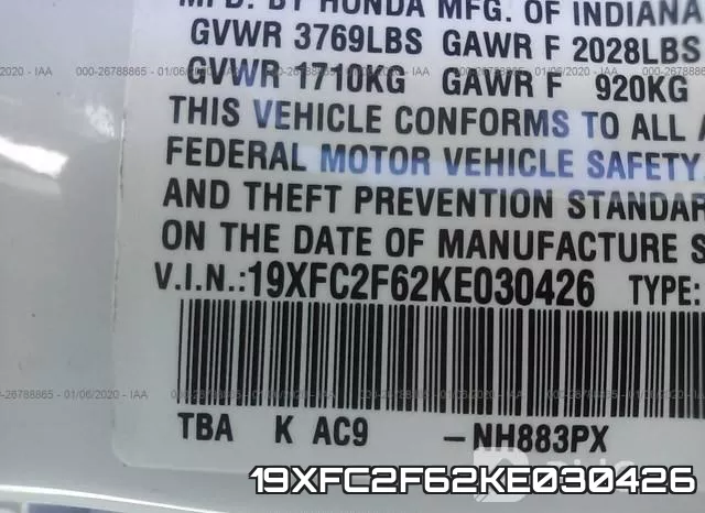 19XFC2F62KE030426 фото 10