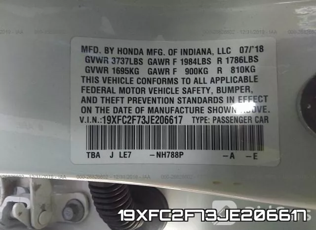 19XFC2F73JE206617 фото 10