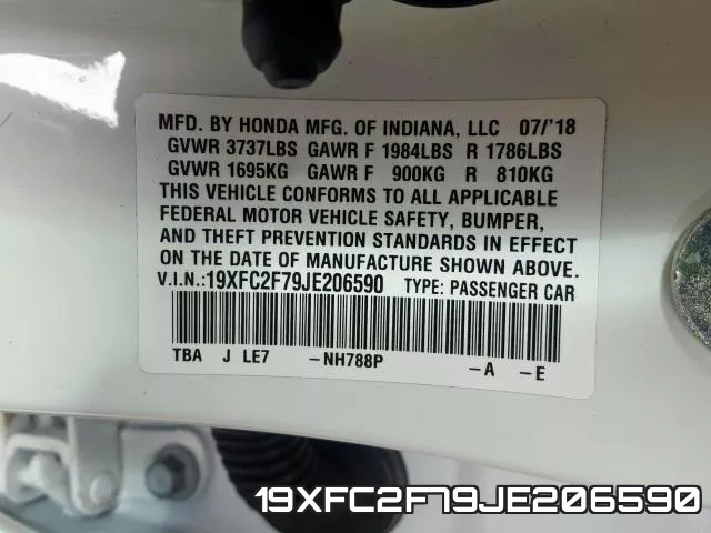 19XFC2F79JE206590 фото 2