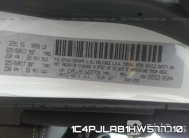 1C4PJLAB1HW577710 фото 10