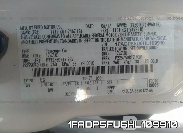 1FADP5FU6HL109910 фото 10