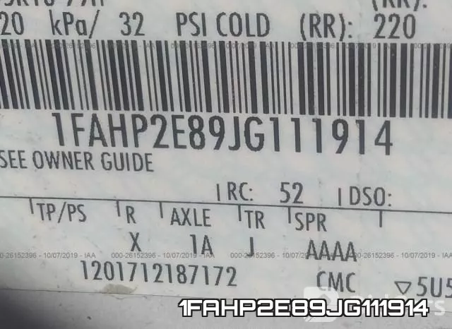 1FAHP2E89JG111914 фото 10
