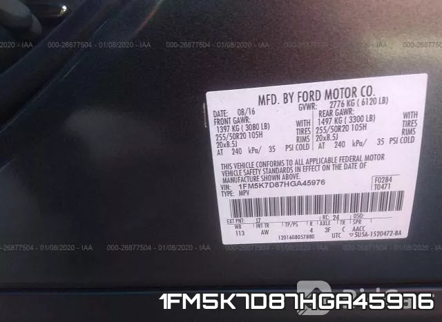 1FM5K7D87HGA45976 фото 10
