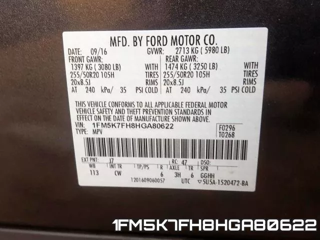 1FM5K7FH8HGA80622 фото 2