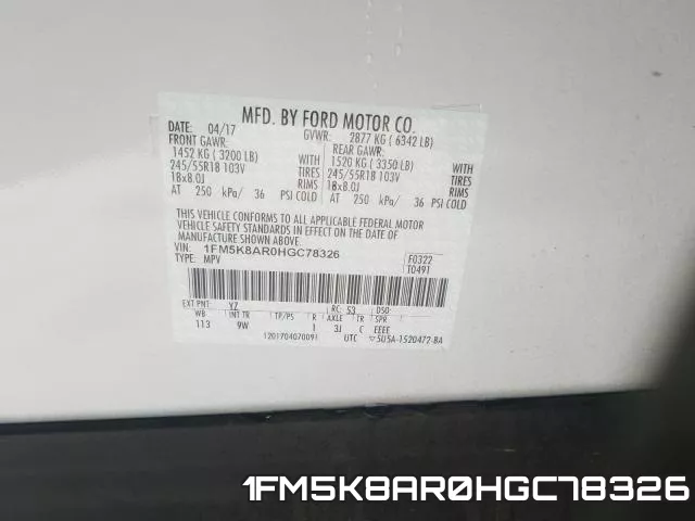 1FM5K8AR0HGC78326 фото 2