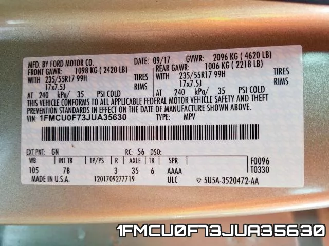 1FMCU0F73JUA35630 фото 2