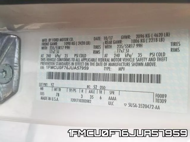 1FMCU0F76JUA57959 фото 2