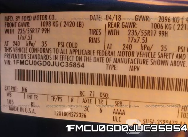 1FMCU0GD0JUC35854 фото 10