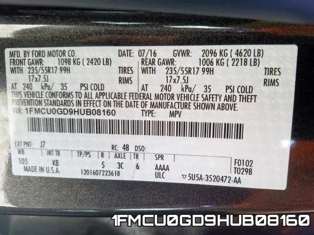 1FMCU0GD9HUB08160 фото 2
