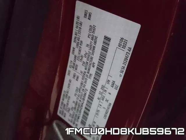 1FMCU0HD8KUB59672 фото 2