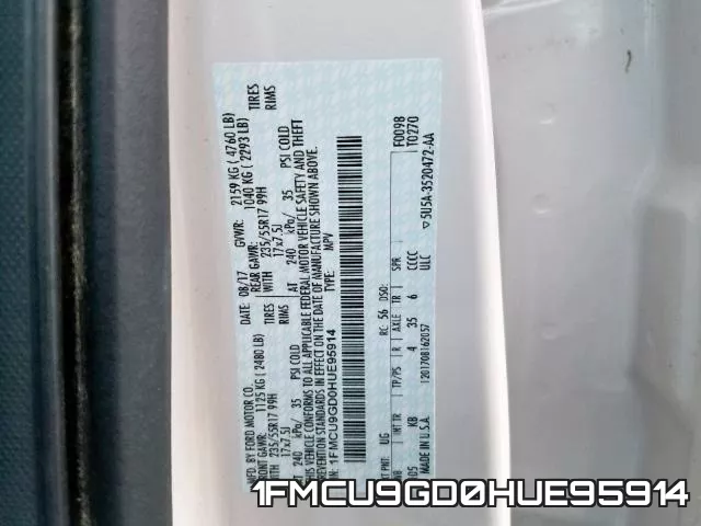 1FMCU9GD0HUE95914 фото 2