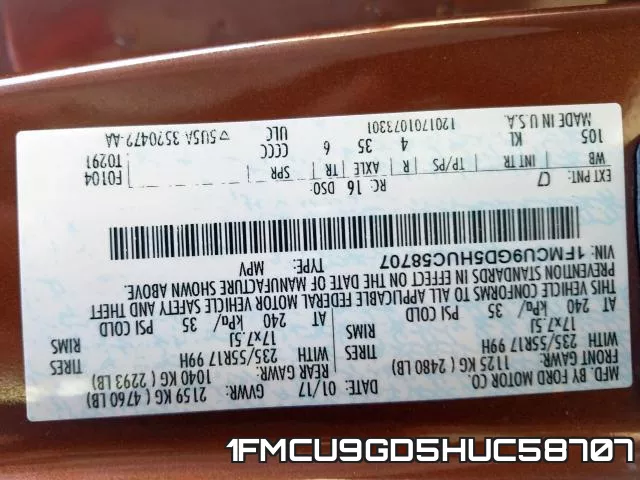 1FMCU9GD5HUC58707 фото 2