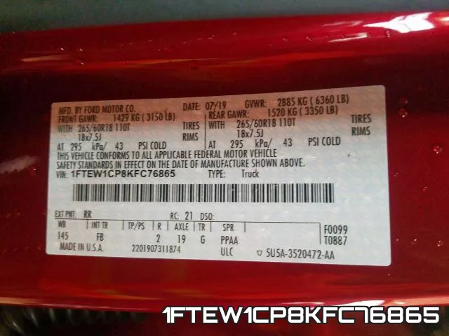 1FTEW1CP8KFC76865 фото 2