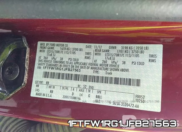 1FTFW1RG1JFB27563 фото 10