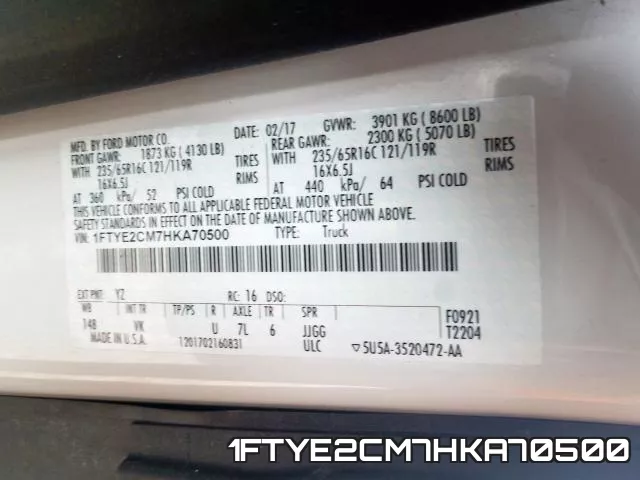 1FTYE2CM7HKA70500 фото 2