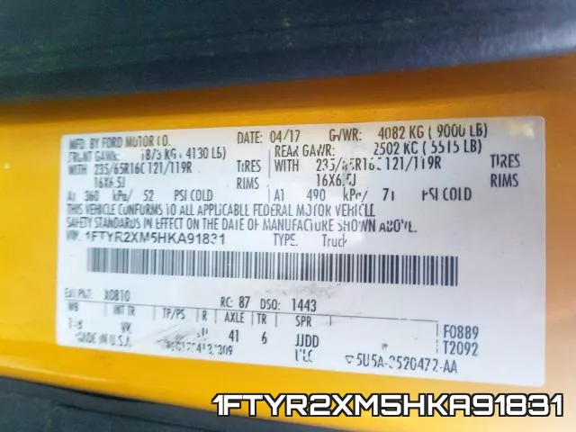 1FTYR2XM5HKA91831 фото 2