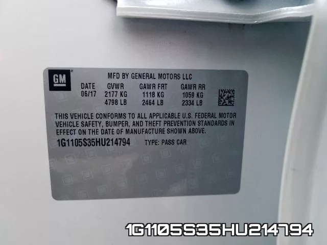 1G1105S35HU214794 фото 2