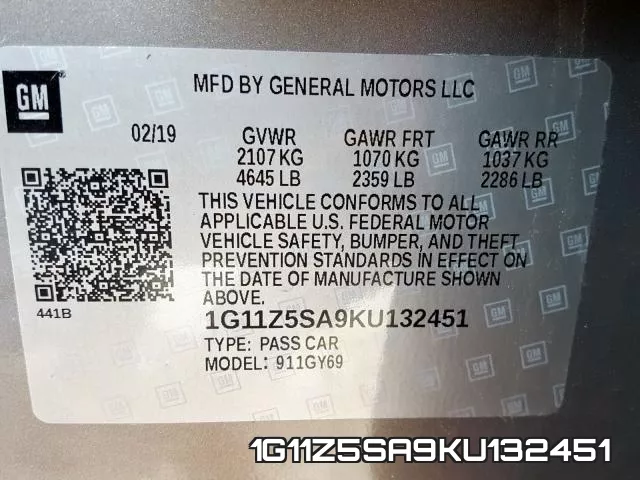 1G11Z5SA9KU132451 фото 2