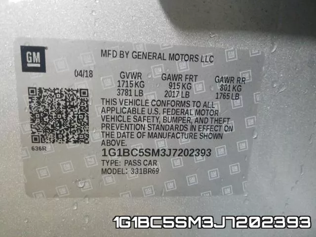 1G1BC5SM3J7202393 фото 2
