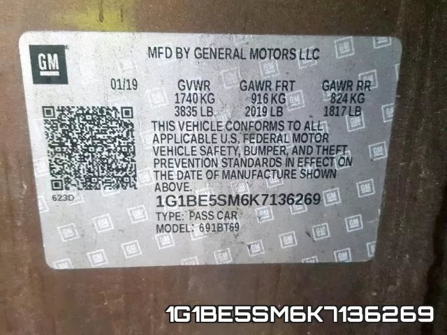1G1BE5SM6K7136269 фото 2
