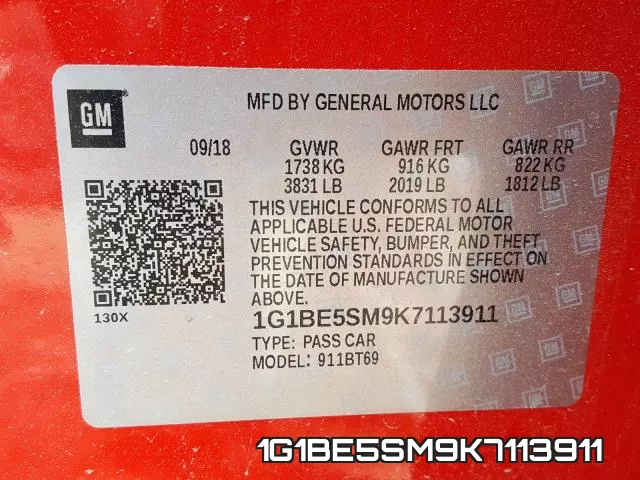 1G1BE5SM9K7113911 фото 2