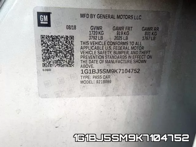 1G1BJ5SM9K7104752 фото 2