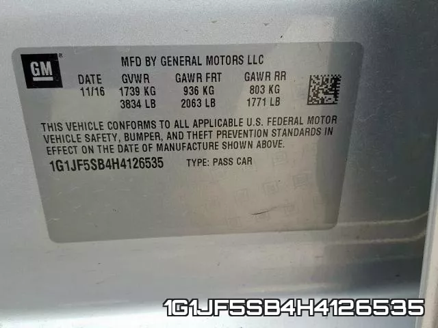 1G1JF5SB4H4126535 фото 2