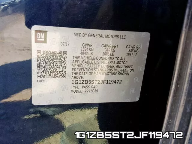 1G1ZB5ST2JF119472 фото 2