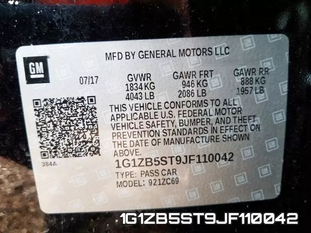 1G1ZB5ST9JF110042 фото 2