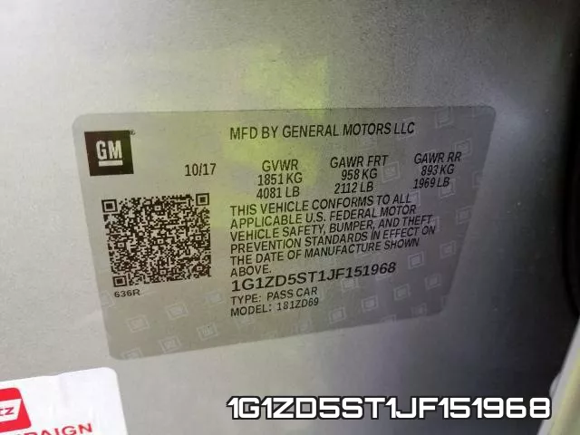 1G1ZD5ST1JF151968 фото 2