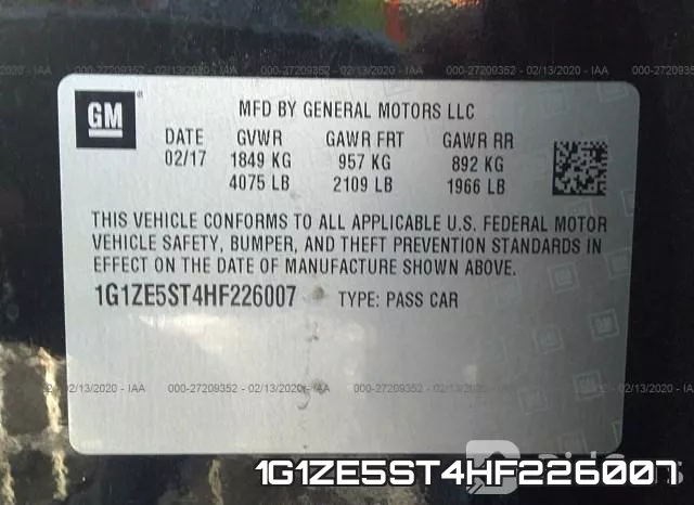 1G1ZE5ST4HF226007 фото 10