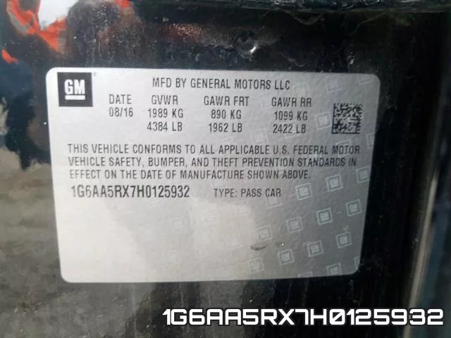 1G6AA5RX7H0125932 фото 2