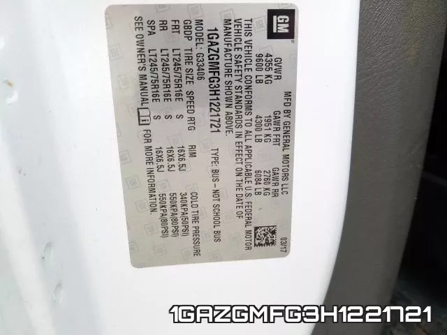 1GAZGMFG3H1221721 фото 2