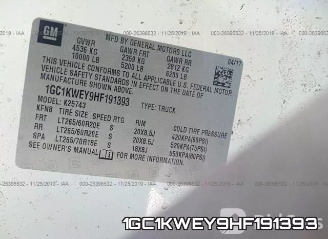 1GC1KWEY9HF191393 фото 10