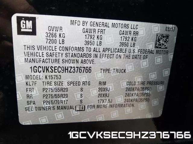 1GCVKSEC9HZ376766 фото 2