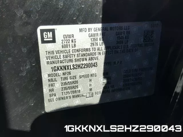 1GKKNXLS2HZ290043 фото 2