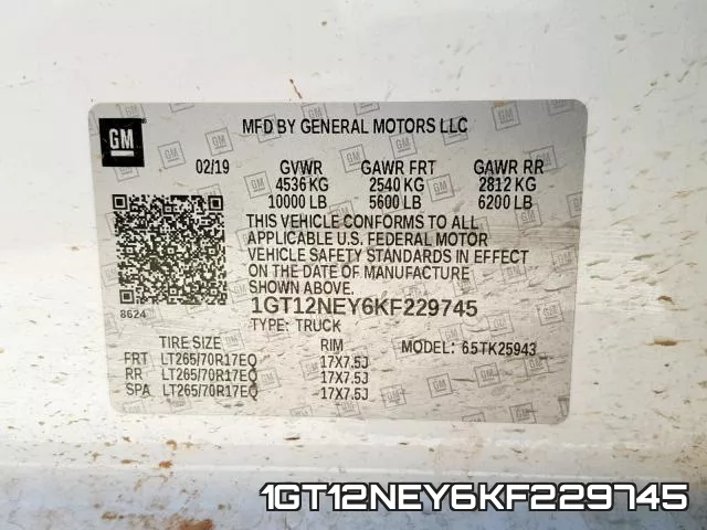 1GT12NEY6KF229745 фото 2