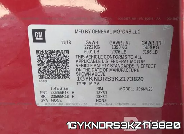 1GYKNDRS3KZ173820 фото 10
