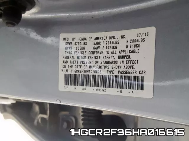 1HGCR2F36HA016615 фото 2
