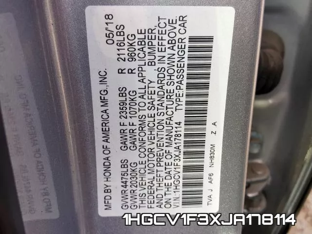 1HGCV1F3XJA178114 фото 2
