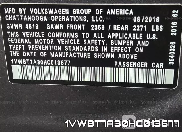 1VWBT7A30HC013677 фото 10