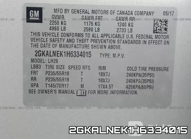 2GKALNEK1H6334015 фото 10