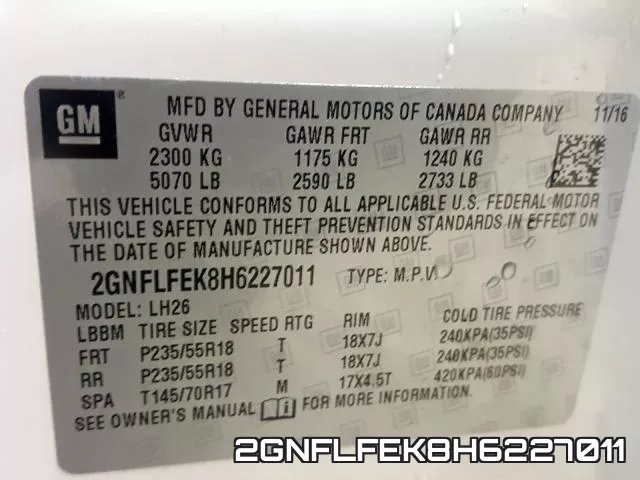2GNFLFEK8H6227011 фото 2