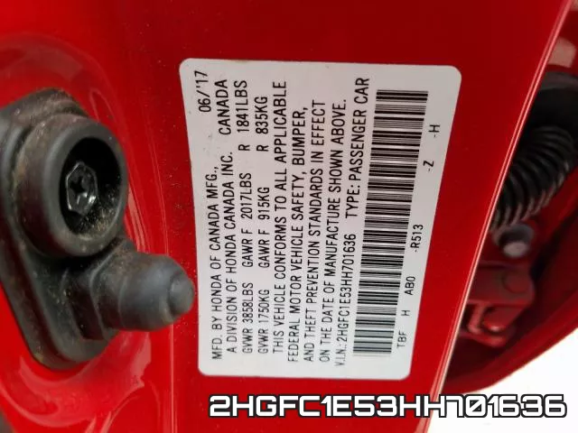 2HGFC1E53HH701636 фото 2
