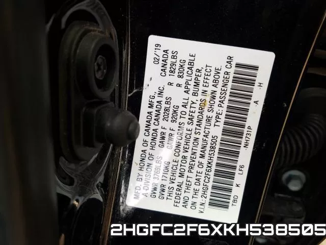 2HGFC2F6XKH538505 фото 2